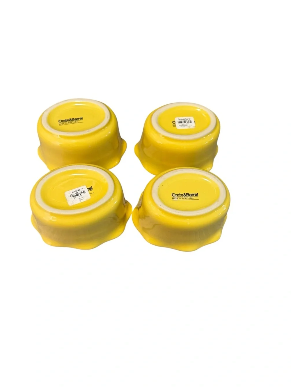 Crate & Barrel Yellow Ruffled Ramekin Bowls Made in Portugal Set of 4 Cottagecor